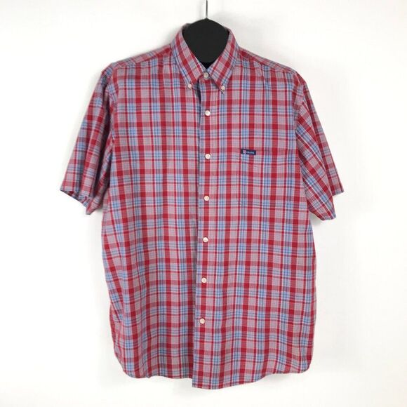 Chaps Easy Care Button Down Shirt Men's XL Plaid Short Sleeve Woven Casual - Picture 1 of 9